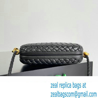 Bottega Veneta Knot On Strap Padded intreccio leather minaudiere with strap Bag Black