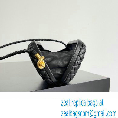 Bottega Veneta Knot On Strap Padded intreccio leather minaudiere with strap Bag Black