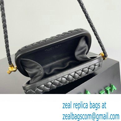 Bottega Veneta Knot On Strap Padded intreccio leather minaudiere with strap Bag Black