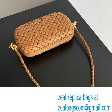 Bottega Veneta Knot On Strap Padded intreccio leather minaudiere with strap Bag Brown