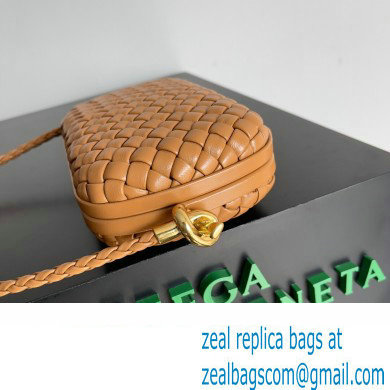 Bottega Veneta Knot On Strap Padded intreccio leather minaudiere with strap Bag Brown