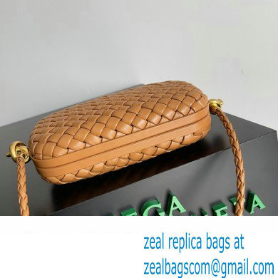 Bottega Veneta Knot On Strap Padded intreccio leather minaudiere with strap Bag Brown