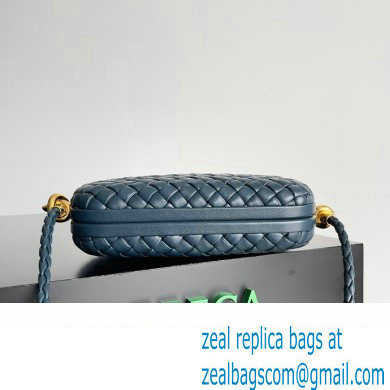 Bottega Veneta Knot On Strap Padded intreccio leather minaudiere with strap Bag Dark Blue