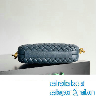 Bottega Veneta Knot On Strap Padded intreccio leather minaudiere with strap Bag Dark Blue