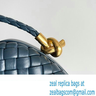 Bottega Veneta Knot On Strap Padded intreccio leather minaudiere with strap Bag Dark Blue - Click Image to Close