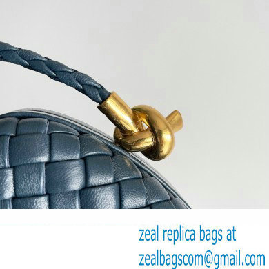 Bottega Veneta Knot On Strap Padded intreccio leather minaudiere with strap Bag Dark Blue