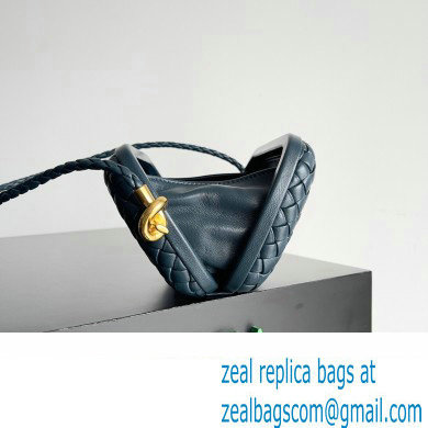 Bottega Veneta Knot On Strap Padded intreccio leather minaudiere with strap Bag Dark Blue