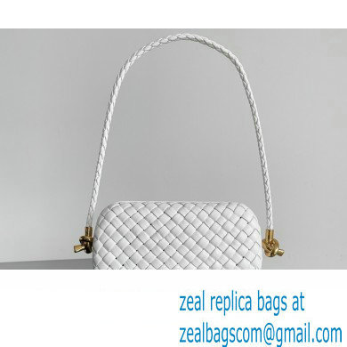 Bottega Veneta Knot On Strap Padded intreccio leather minaudiere with strap Bag White