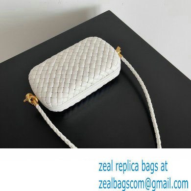 Bottega Veneta Knot On Strap Padded intreccio leather minaudiere with strap Bag White - Click Image to Close
