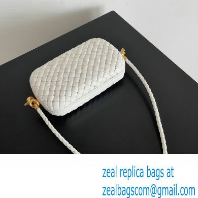 Bottega Veneta Knot On Strap Padded intreccio leather minaudiere with strap Bag White