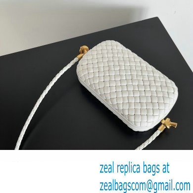 Bottega Veneta Knot On Strap Padded intreccio leather minaudiere with strap Bag White