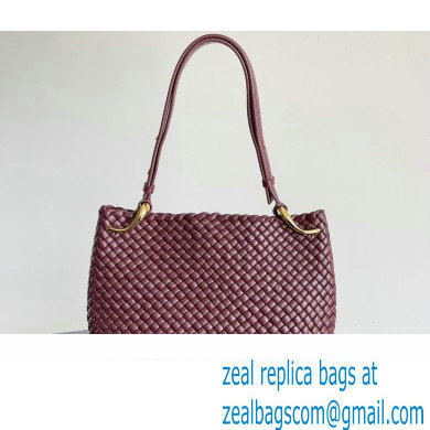 Bottega Veneta Large Clicker padded intreccio leather Shoulder Bag Burgundy