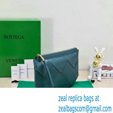 Bottega Veneta Maxi Intrecciato Padded Pouch Clutch Bag Blue