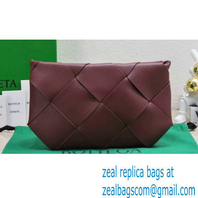 Bottega Veneta Maxi Intrecciato Padded Pouch Clutch Bag Burgundy