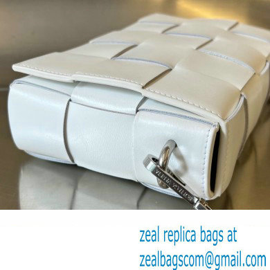 Bottega Veneta Medium Cassette Intreccio leather cross-body Bag White With Versatile Strap 741777