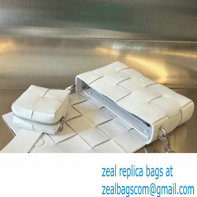Bottega Veneta Medium Cassette Intreccio leather cross-body Bag White With Versatile Strap 741777