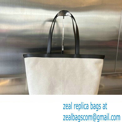 Bottega Veneta Medium Flip Flap canvas tote bag with Intrecciato leather zippered pocket 754914