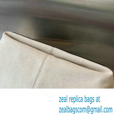Bottega Veneta Medium Flip Flap canvas tote bag with Intrecciato leather zippered pocket 754914 - Click Image to Close