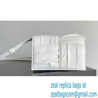 Bottega Veneta Mini Cassette foulard intreccio leather Cross-Body Bag White - Click Image to Close