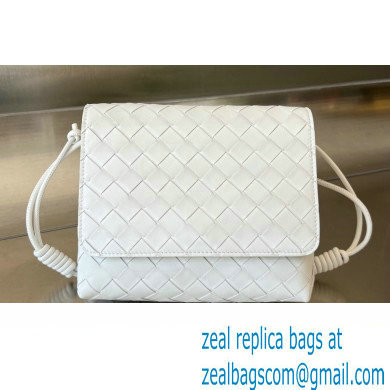 Bottega Veneta Mini Intrecciato leather Cross-Body Bag with adjustable sliding strap White