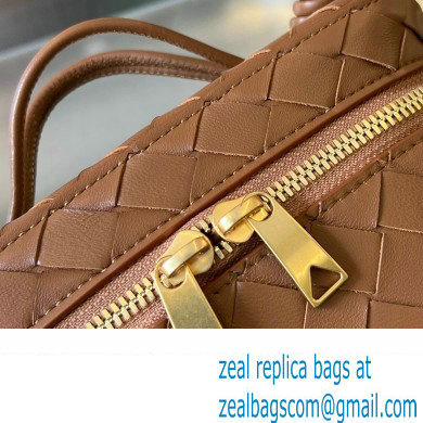 Bottega Veneta Mini Intrecciato leather vanity case Bag with cross-body strap 743551 Brown