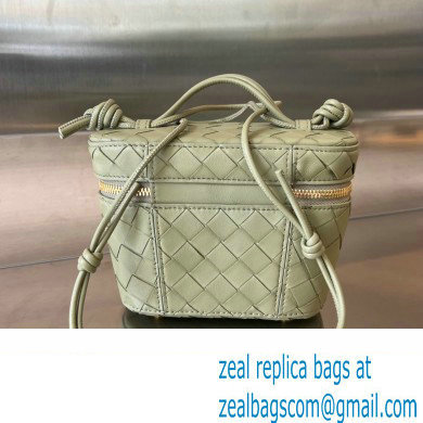 Bottega Veneta Mini Intrecciato leather vanity case Bag with cross-body strap 743551 Light Green