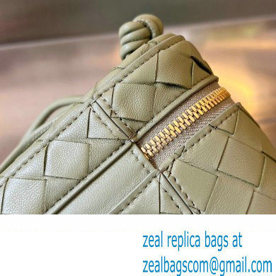 Bottega Veneta Mini Intrecciato leather vanity case Bag with cross-body strap 743551 Light Green