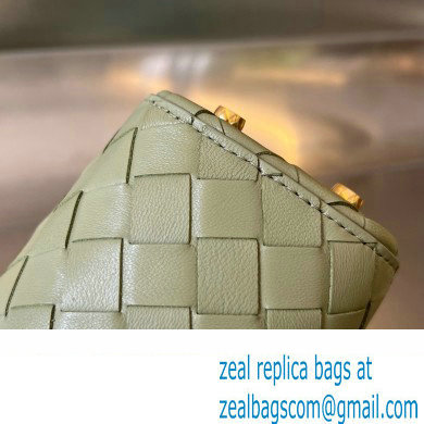 Bottega Veneta Mini Intrecciato leather vanity case Bag with cross-body strap 743551 Light Green - Click Image to Close