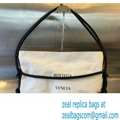 Bottega Veneta Quadronno Canvas shoulder bag with an Intreccio leather cords structure