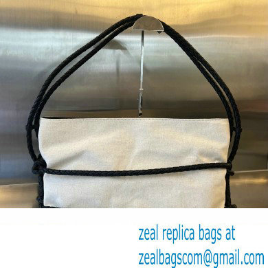 Bottega Veneta Quadronno Canvas shoulder bag with an Intreccio leather cords structure - Click Image to Close