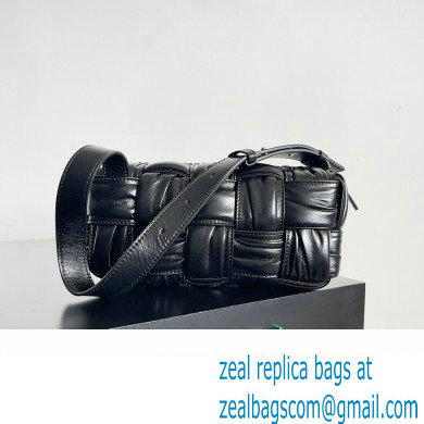 Bottega Veneta Small Brick Cassette in Foulard Intreccio Leather shoulder bag Black - Click Image to Close