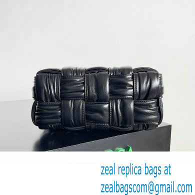 Bottega Veneta Small Brick Cassette in Foulard Intreccio Leather shoulder bag Black - Click Image to Close
