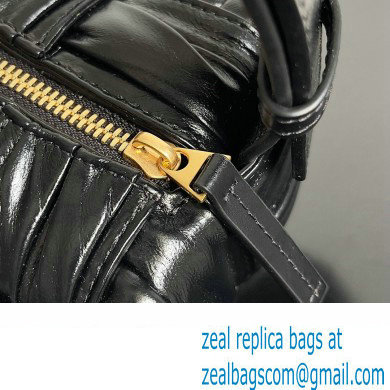 Bottega Veneta Small Brick Cassette in Foulard Intreccio Leather shoulder bag Black
