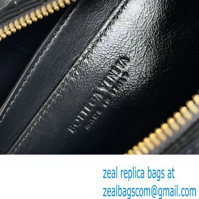 Bottega Veneta Small Brick Cassette in Foulard Intreccio Leather shoulder bag Black