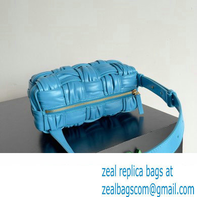 Bottega Veneta Small Brick Cassette in Foulard Intreccio Leather shoulder bag Blue