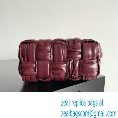 Bottega Veneta Small Brick Cassette in Foulard Intreccio Leather shoulder bag Burgundy