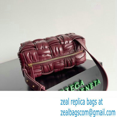 Bottega Veneta Small Brick Cassette in Foulard Intreccio Leather shoulder bag Burgundy