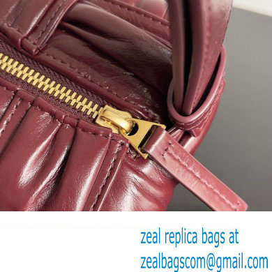 Bottega Veneta Small Brick Cassette in Foulard Intreccio Leather shoulder bag Burgundy - Click Image to Close