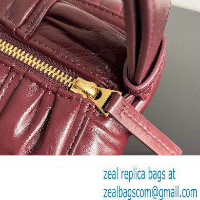 Bottega Veneta Small Brick Cassette in Foulard Intreccio Leather shoulder bag Burgundy