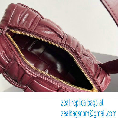 Bottega Veneta Small Brick Cassette in Foulard Intreccio Leather shoulder bag Burgundy