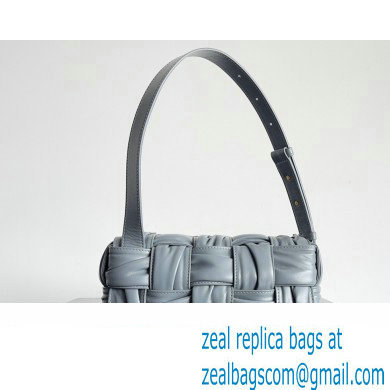 Bottega Veneta Small Brick Cassette in Foulard Intreccio Leather shoulder bag Gray - Click Image to Close