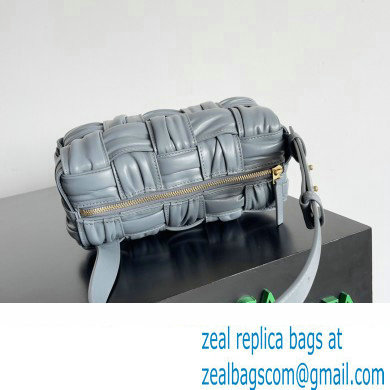 Bottega Veneta Small Brick Cassette in Foulard Intreccio Leather shoulder bag Gray - Click Image to Close
