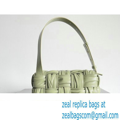 Bottega Veneta Small Brick Cassette in Foulard Intreccio Leather shoulder bag Light Green