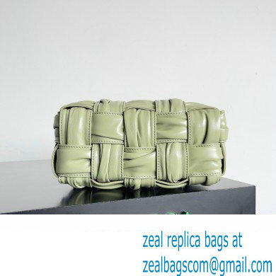 Bottega Veneta Small Brick Cassette in Foulard Intreccio Leather shoulder bag Light Green - Click Image to Close