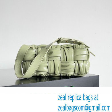 Bottega Veneta Small Brick Cassette in Foulard Intreccio Leather shoulder bag Light Green - Click Image to Close