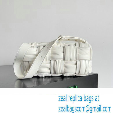 Bottega Veneta Small Brick Cassette in Foulard Intreccio Leather shoulder bag White