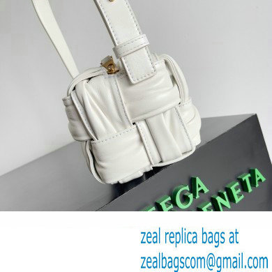 Bottega Veneta Small Brick Cassette in Foulard Intreccio Leather shoulder bag White - Click Image to Close