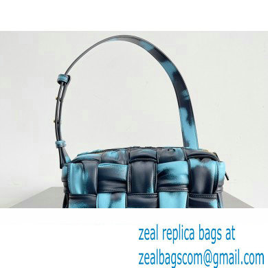 Bottega Veneta Small Brick Cassette in Foulard Intreccio Leather shoulder bag tie-dye Blue