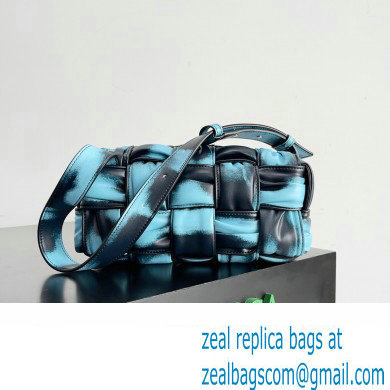 Bottega Veneta Small Brick Cassette in Foulard Intreccio Leather shoulder bag tie-dye Blue - Click Image to Close