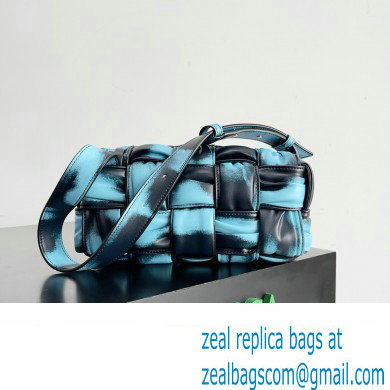 Bottega Veneta Small Brick Cassette in Foulard Intreccio Leather shoulder bag tie-dye Blue